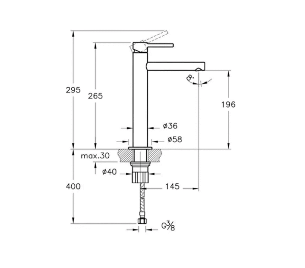 A42557 - Origin Lavabo Bataryası Yüksek, Krom - Görsel 2
