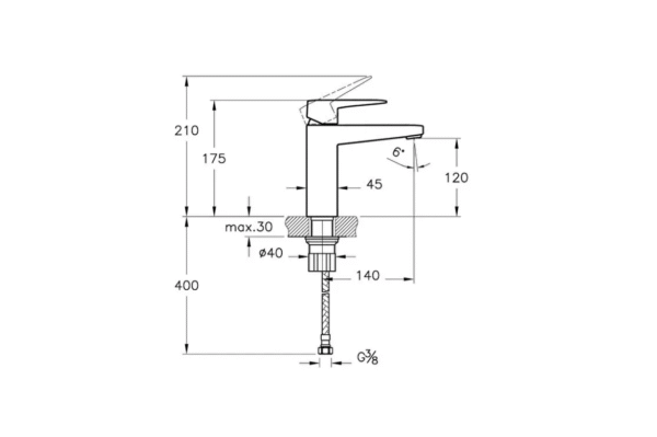 A42731 – Root Square Lavabo Bataryası (yüksek), Krom - Görsel 2