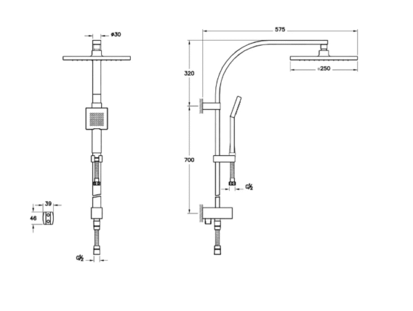 A45611 System Rain LS30 Duş Kolonu, Krom - Görsel 2