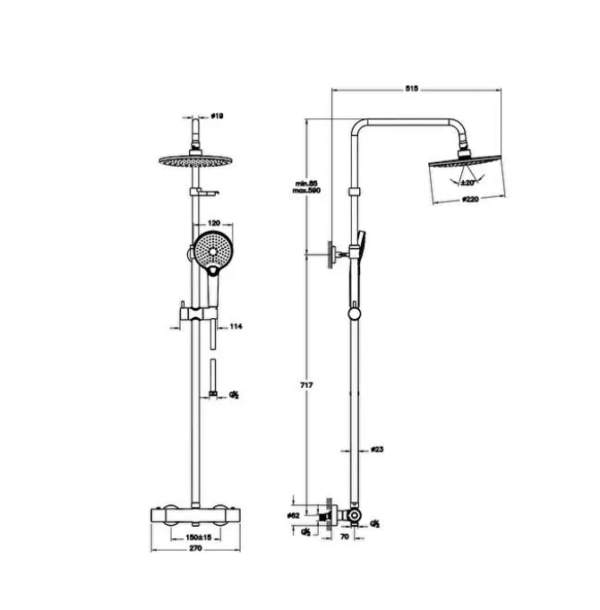 A47200 Aquaheat Joy 220B Termostatik Duş Kolonu, Krom - Görsel 3