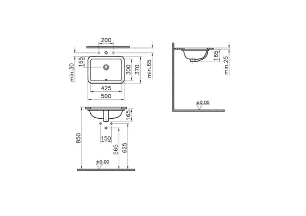 Vitra S20 Tezgah Altı Lavabo 50x37cm, Beyaz 5474b003-0618 - Görsel 3
