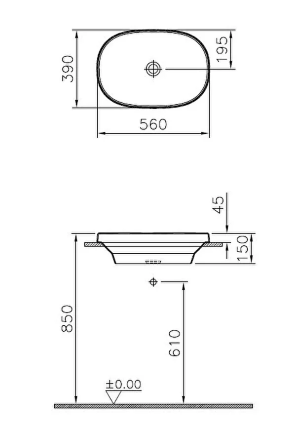 Vitra Frame Tezgah Üstü 56x39cm, Beyaz 5652B403-0016 - Görsel 3
