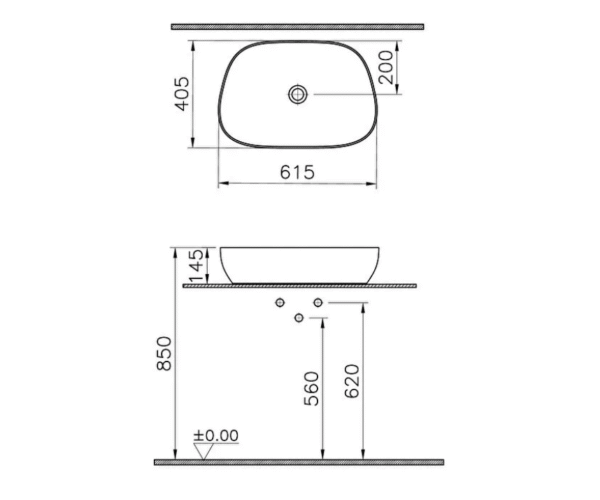 5993B403-0016 Outline Çanak Lavabo TV Shape, 62x41 cm, Beyaz - Görsel 3