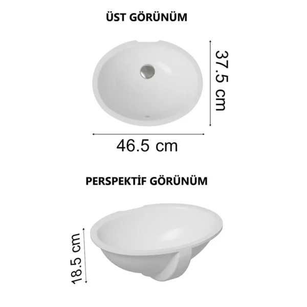 Vitra S20 Tezgah Altı Oval 46x37,5cm, Beyaz 6039b003-0012 - Görsel 4
