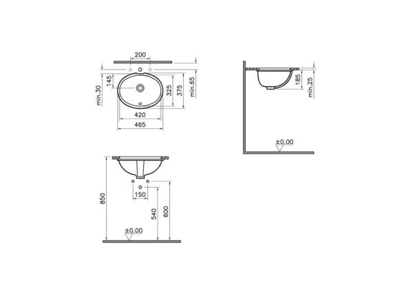 Vitra S20 Tezgah Altı Oval 46x37,5cm, Beyaz 6039b003-0012 - Görsel 3