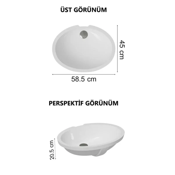 Vitra S20 Tezgah Altı Lavabo 58,5x45cm Beyaz 6069B003-0012 - Görsel 2