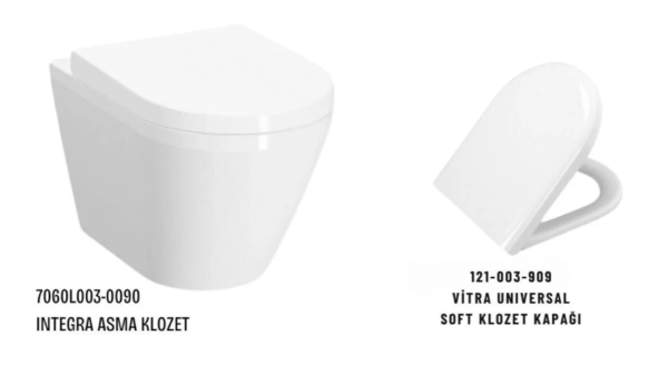 Integra Round Kanallı Asma Klozet, 54 cm, Beyaz (Kapak dahildir.) - Görsel 2