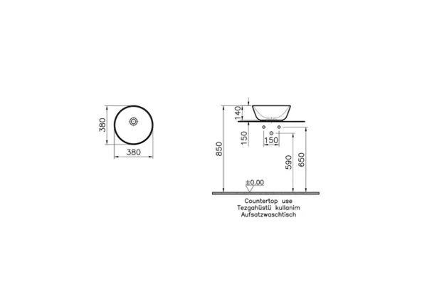 Vitra Geeo Çanak Lavabo 38x38cm, Beyaz 7421B003-0016 - Görsel 4