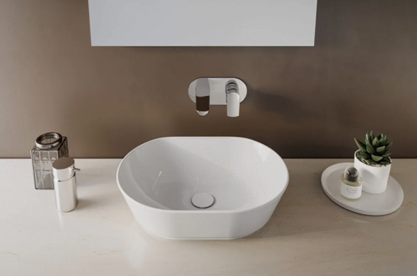 7427B003-0016 Geo Batarya Deliksiz Çanak Lavabo, 55 cm, Beyaz - Görsel 2