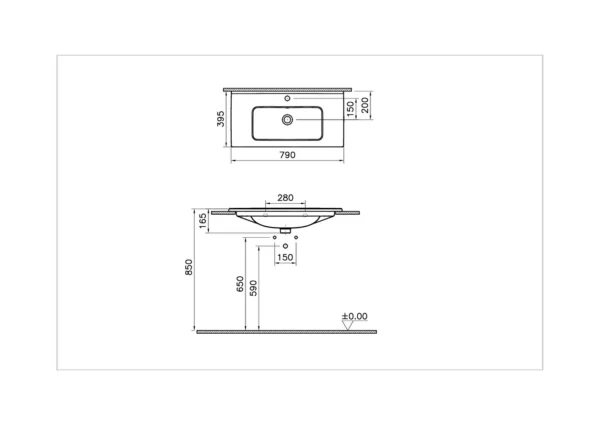 Vitra Mia 80cm Etajerli Lavabo, Beyaz 7462L003-0001 - Görsel 3