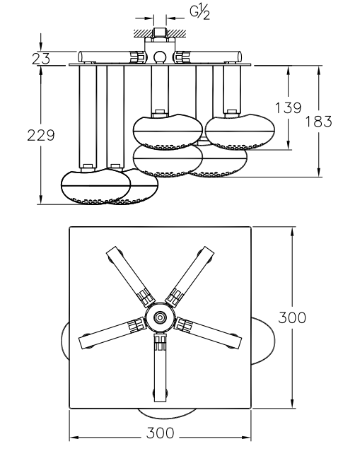 A48023 - İstanbul Ankastre Duş Başlığı, Tavandan - Görsel 2